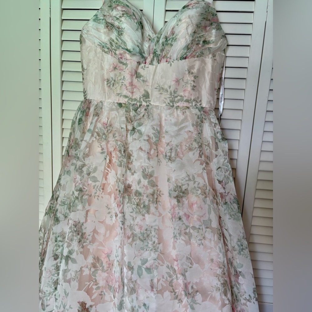 NWT Jovani Light Pink Floral A Line 37531 Gown 12 - Picture 5 of 13